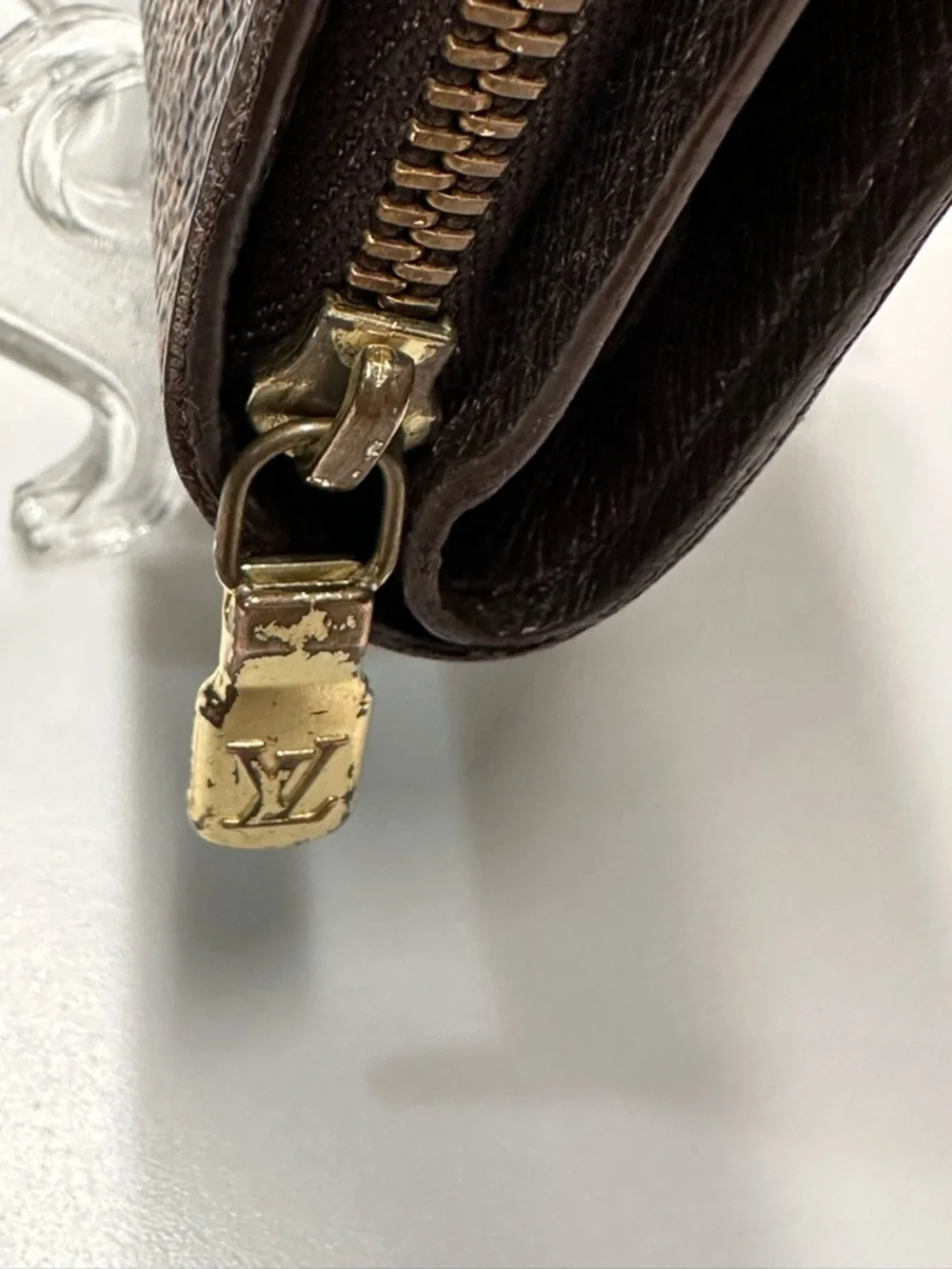 Louis Vuitton Damier Ebene Wallet w/ Gold-Tone Hardware + LV Dust Bag + COA